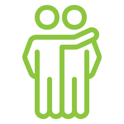 Cartoon of two friends with arms around each other